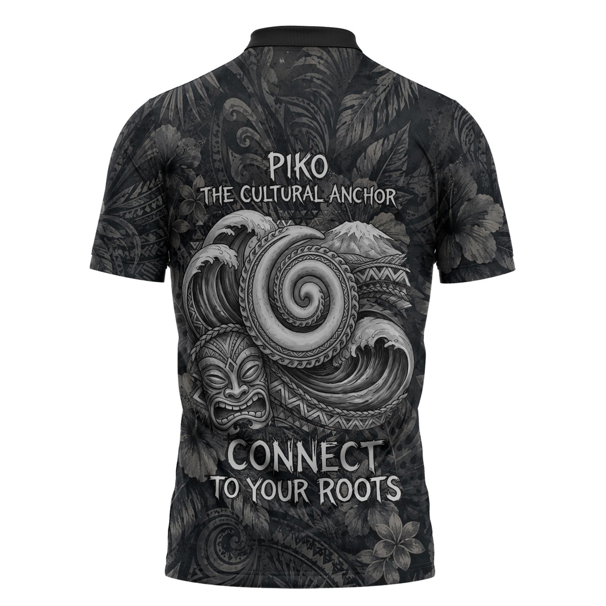 Hawaiian Piko Zipper Polo Shirt Cultural Anchor Connect Your Roots Ocean Waves TS04 - Polynesian Pride