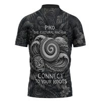 Hawaiian Piko Zipper Polo Shirt Cultural Anchor Connect Your Roots Ocean Waves TS04 - Polynesian Pride