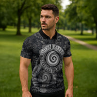 Hawaiian Piko Zipper Polo Shirt Cultural Anchor Connect Your Roots Ocean Waves TS04 - Polynesian Pride