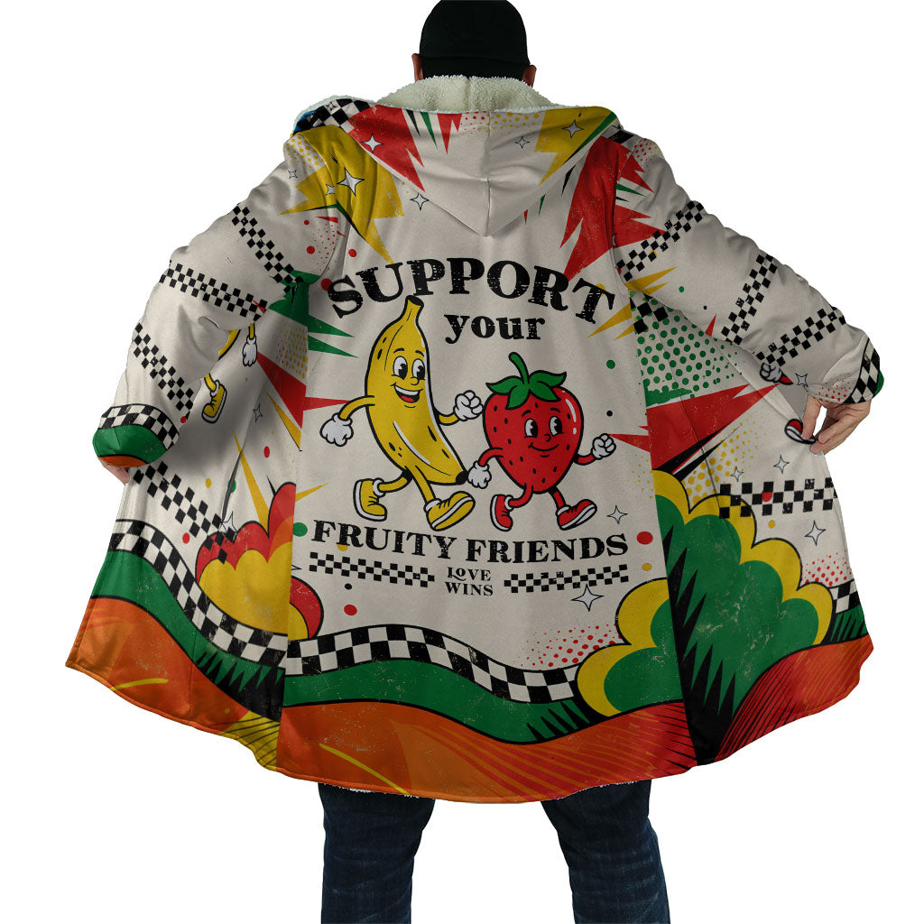 Support Your Fruity Friends Love Wins Gay Pride Cloak LGBTQ Retro 30s Cartoon Checkered