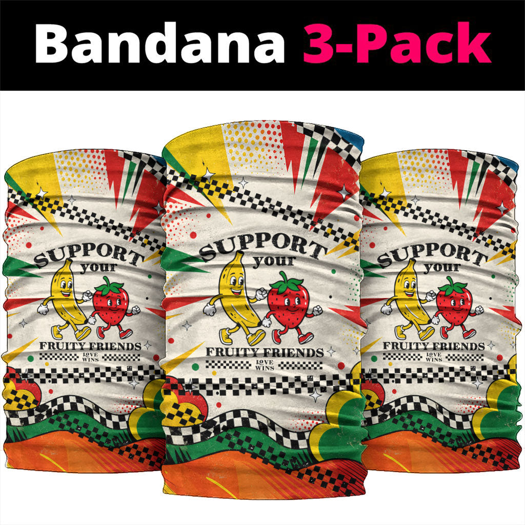 Support Your Fruity Friends Love Wins Gay Pride Neck Gaiter LGBTQ Retro 30s Cartoon Checkered TS04 package One Size: 25*50cm White Yellow - Polynesian Pride