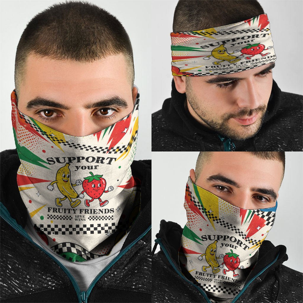 Support Your Fruity Friends Love Wins Gay Pride Neck Gaiter LGBTQ Retro 30s Cartoon Checkered TS04 - Polynesian Pride