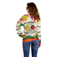 Support Your Fruity Friends Love Wins Gay Pride Off Shoulder Sweater LGBTQ Retro 30s Cartoon Checkered TS04 - Polynesian Pride