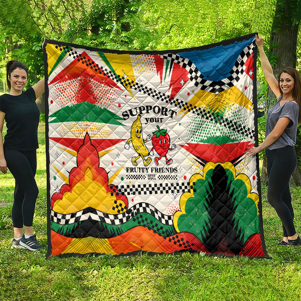 Support Your Fruity Friends Love Wins Gay Pride Quilt LGBTQ Retro 30s Cartoon Checkered TS04 - Polynesian Pride