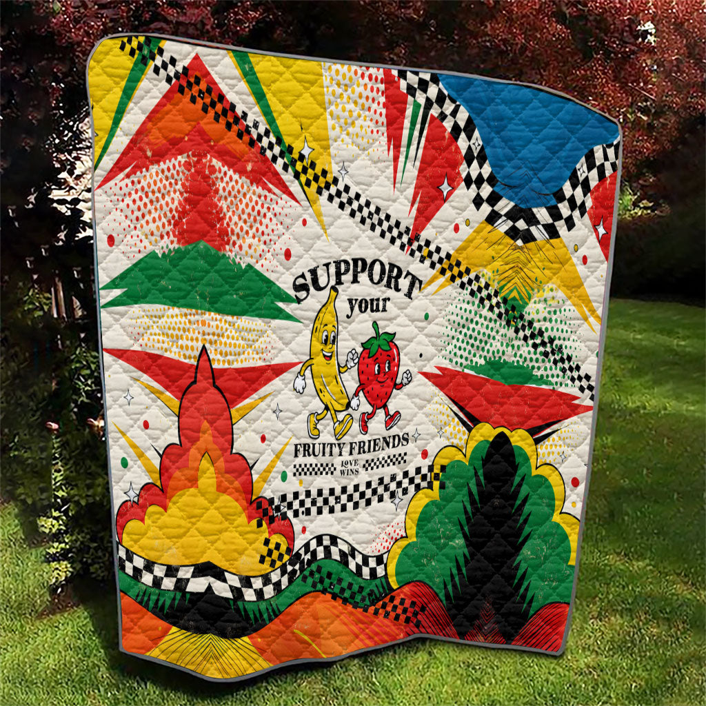 Support Your Fruity Friends Love Wins Gay Pride Quilt LGBTQ Retro 30s Cartoon Checkered TS04 - Polynesian Pride