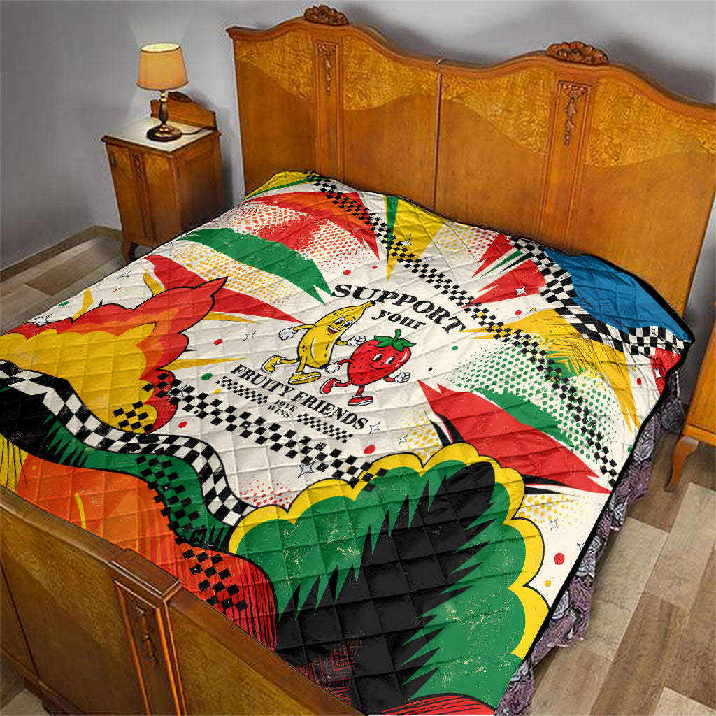 Support Your Fruity Friends Love Wins Gay Pride Quilt LGBTQ Retro 30s Cartoon Checkered TS04 - Polynesian Pride