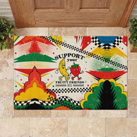 Support Your Fruity Friends Love Wins Gay Pride Rubber Doormat LGBTQ Retro 30s Cartoon Checkered TS04 White Yellow - Polynesian Pride