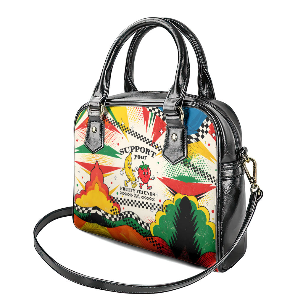 Support Your Fruity Friends Love Wins Gay Pride Shoulder Handbag LGBTQ Retro 30s Cartoon Checkered TS04 - Polynesian Pride