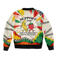 Support Your Fruity Friends Love Wins Gay Pride Sleeve Zip Bomber Jacket LGBTQ Retro 30s Cartoon Checkered