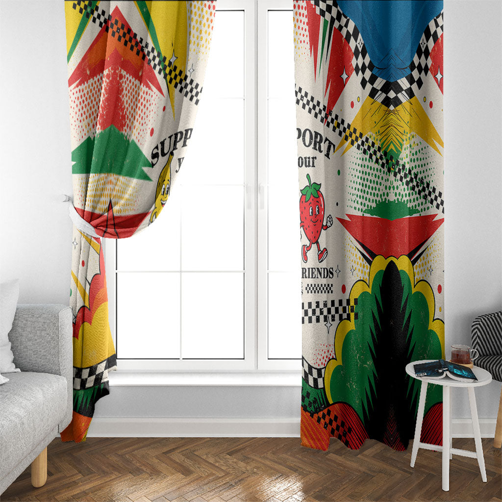 Support Your Fruity Friends Love Wins Gay Pride Window Curtain LGBTQ Retro 30s Cartoon Checkered TS04 - Polynesian Pride