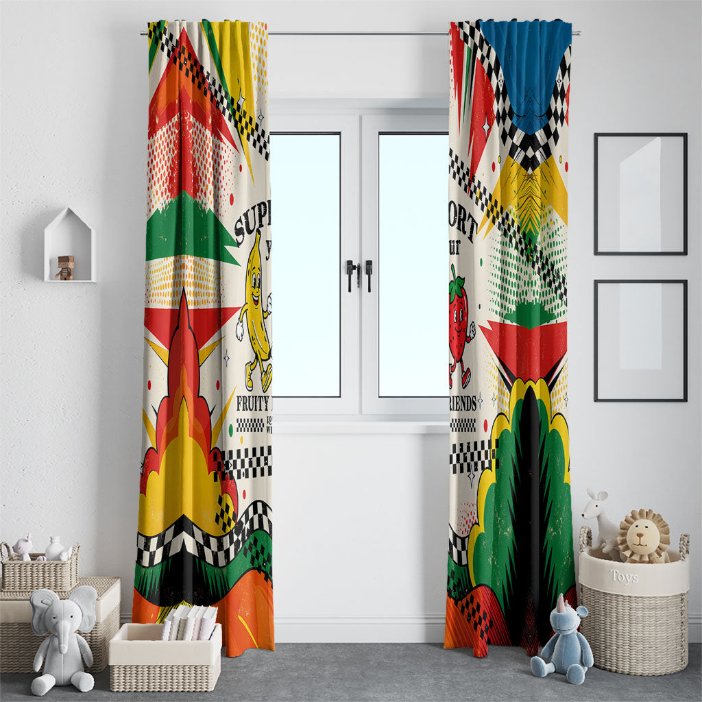 Support Your Fruity Friends Love Wins Gay Pride Window Curtain LGBTQ Retro 30s Cartoon Checkered TS04 - Polynesian Pride