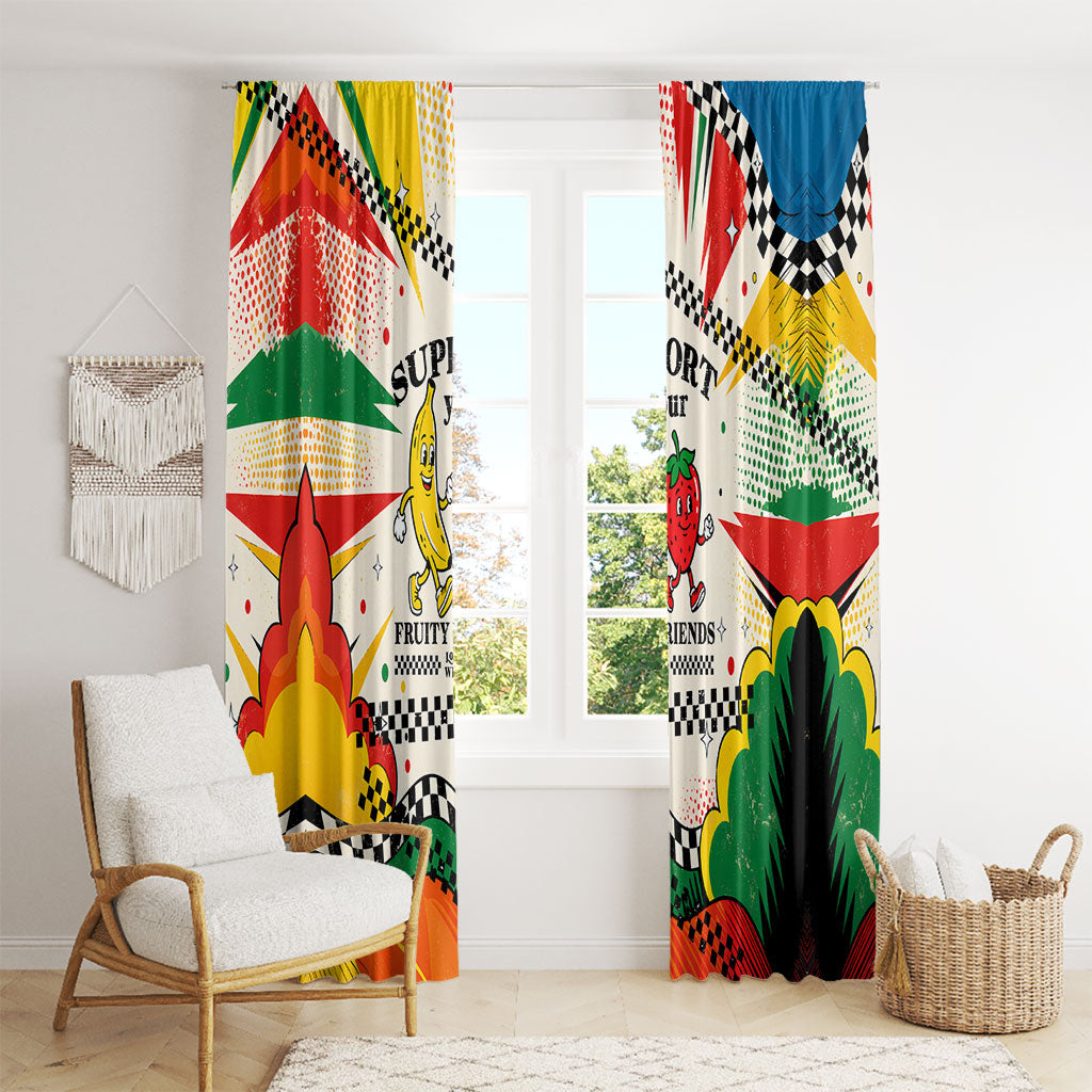 Support Your Fruity Friends Love Wins Gay Pride Window Curtain LGBTQ Retro 30s Cartoon Checkered TS04 - Polynesian Pride