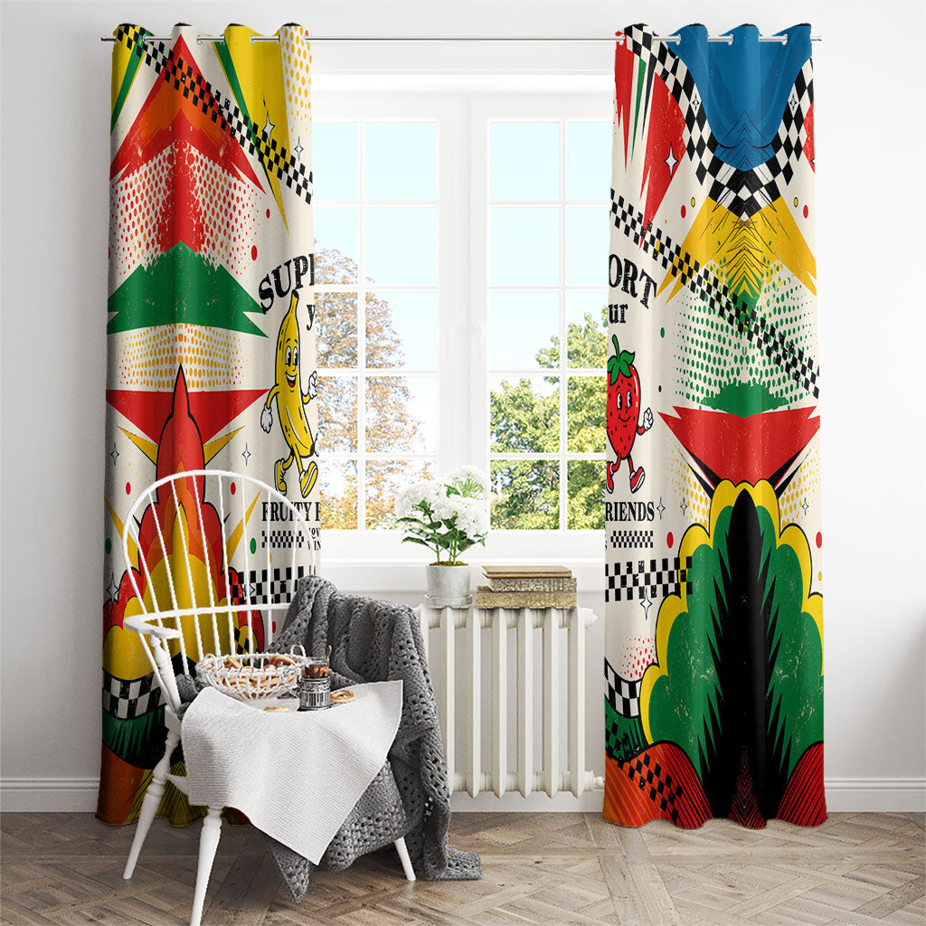 Support Your Fruity Friends Love Wins Gay Pride Window Curtain LGBTQ Retro 30s Cartoon Checkered TS04 - Polynesian Pride