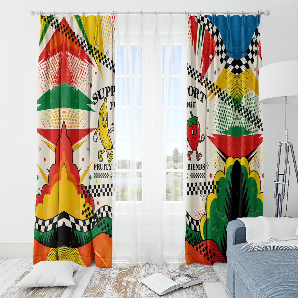 Support Your Fruity Friends Love Wins Gay Pride Window Curtain LGBTQ Retro 30s Cartoon Checkered TS04 - Polynesian Pride