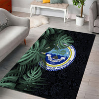 Federated States Of Micronesia Area Rug FSM Tropical Monstera Leaf Dark Tribal Pattern TS04 - Polynesian Pride