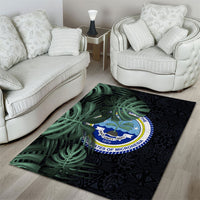 Federated States Of Micronesia Area Rug FSM Tropical Monstera Leaf Dark Tribal Pattern TS04 - Polynesian Pride