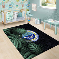 Federated States Of Micronesia Area Rug FSM Tropical Monstera Leaf Dark Tribal Pattern TS04 - Polynesian Pride