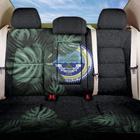 Federated States Of Micronesia Back Car Seat Cover FSM Tropical Monstera Leaf Dark Tribal Pattern TS04 One Size Black Green - Polynesian Pride