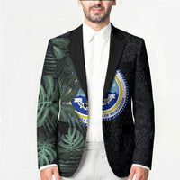 Federated States Of Micronesia Blazer FSM Tropical Monstera Leaf Dark Tribal Pattern TS04 - Polynesian Pride