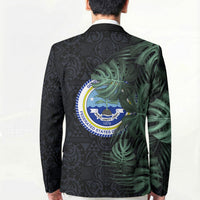 Federated States Of Micronesia Blazer FSM Tropical Monstera Leaf Dark Tribal Pattern TS04 - Polynesian Pride