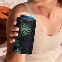 Federated States Of Micronesia 4 in 1 Can Cooler Tumbler FSM Tropical Monstera Leaf Dark Tribal Pattern TS04 - Polynesian Pride