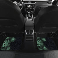 Federated States Of Micronesia Car Mats FSM Tropical Monstera Leaf Dark Tribal Pattern TS04 Set 2pcs - Back Black Green - Polynesian Pride