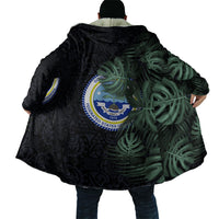 Federated States Of Micronesia Cloak FSM Tropical Monstera Leaf Dark Tribal Pattern TS04 - Polynesian Pride