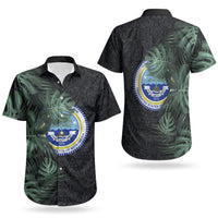Federated States Of Micronesia Couples Matching Summer Maxi Dress and Hawaiian Shirt FSM Tropical Monstera Leaf Dark Tribal Pattern TS04 - Polynesian Pride