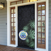 Federated States Of Micronesia Door Cover FSM Tropical Monstera Leaf Dark Tribal Pattern TS04 - Polynesian Pride