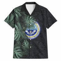 Federated States Of Micronesia Hawaiian Shirt FSM Tropical Monstera Leaf Dark Tribal Pattern TS04 Black Green - Polynesian Pride