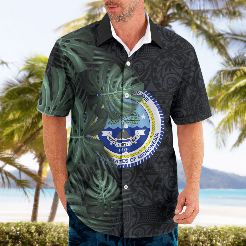 Federated States Of Micronesia Hawaiian Shirt FSM Tropical Monstera Leaf Dark Tribal Pattern TS04 - Polynesian Pride