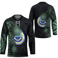 Federated States Of Micronesia Hockey Jersey FSM Tropical Monstera Leaf Dark Tribal Pattern TS04 - Polynesian Pride