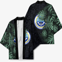 Federated States Of Micronesia Kimono FSM Tropical Monstera Leaf Dark Tribal Pattern TS04 - Polynesian Pride