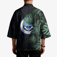 Federated States Of Micronesia Kimono FSM Tropical Monstera Leaf Dark Tribal Pattern TS04 - Polynesian Pride