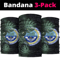 Federated States Of Micronesia Neck Gaiter FSM Tropical Monstera Leaf Dark Tribal Pattern TS04 package One Size: 25*50cm Black Green - Polynesian Pride