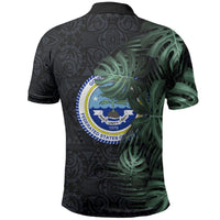 Federated States Of Micronesia Polo Shirt FSM Tropical Monstera Leaf Dark Tribal Pattern TS04 - Polynesian Pride