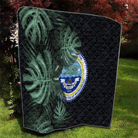 Federated States Of Micronesia Quilt FSM Tropical Monstera Leaf Dark Tribal Pattern TS04 - Polynesian Pride