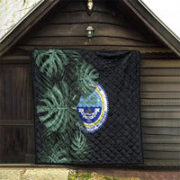 Federated States Of Micronesia Quilt FSM Tropical Monstera Leaf Dark Tribal Pattern TS04 - Polynesian Pride
