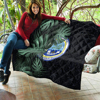Federated States Of Micronesia Quilt FSM Tropical Monstera Leaf Dark Tribal Pattern TS04 - Polynesian Pride