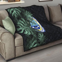 Federated States Of Micronesia Quilt FSM Tropical Monstera Leaf Dark Tribal Pattern TS04 - Polynesian Pride