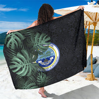Federated States Of Micronesia Sarong FSM Tropical Monstera Leaf Dark Tribal Pattern TS04 One Size 44 x 66 inches Black Green - Polynesian Pride