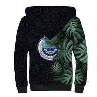Federated States Of Micronesia Sherpa Hoodie FSM Tropical Monstera Leaf Dark Tribal Pattern TS04 - Polynesian Pride
