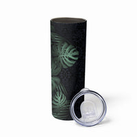 Federated States Of Micronesia Skinny Tumbler FSM Tropical Monstera Leaf Dark Tribal Pattern TS04 - Polynesian Pride
