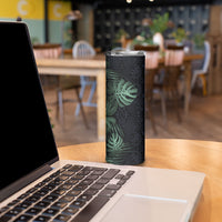 Federated States Of Micronesia Skinny Tumbler FSM Tropical Monstera Leaf Dark Tribal Pattern TS04 - Polynesian Pride