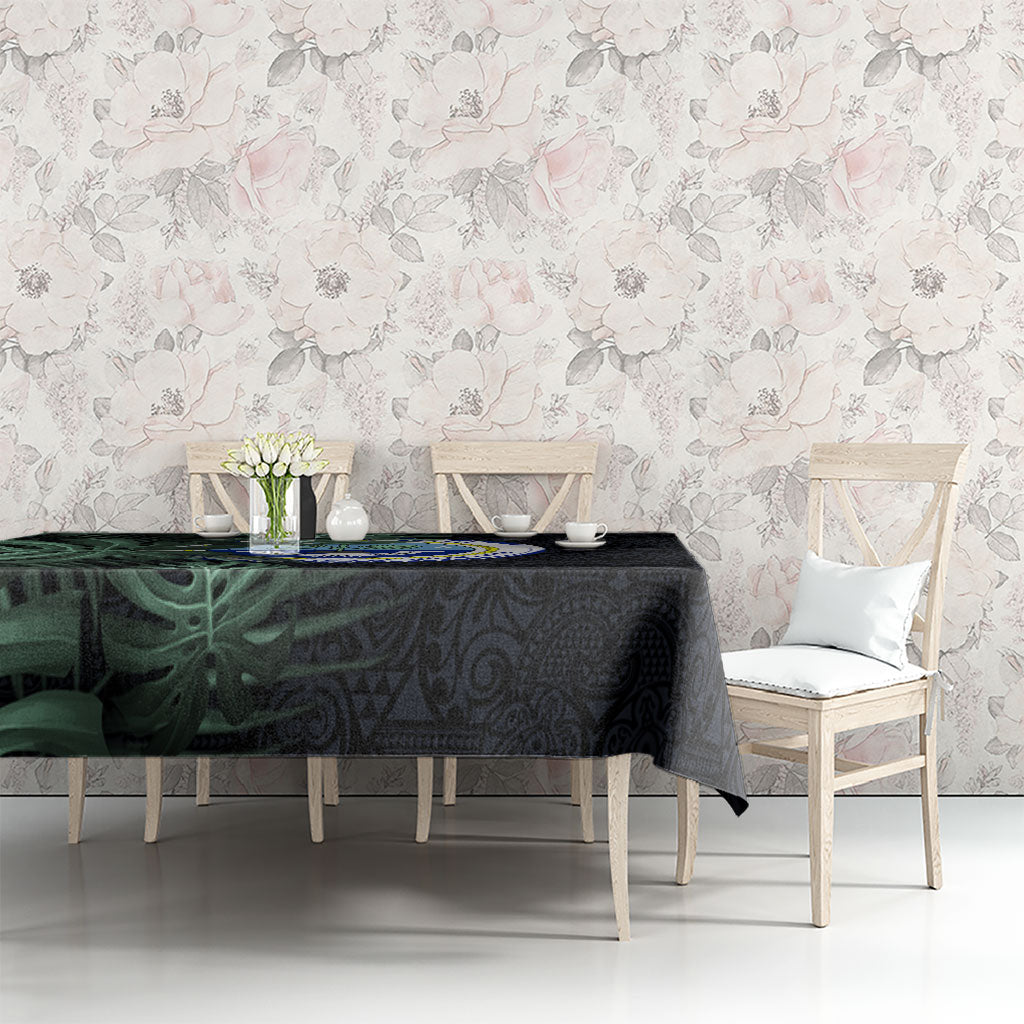 Federated States Of Micronesia Tablecloth FSM Tropical Monstera Leaf Dark Tribal Pattern TS04 - Polynesian Pride