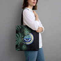 Federated States Of Micronesia Tote Bag FSM Tropical Monstera Leaf Dark Tribal Pattern TS04 - Polynesian Pride