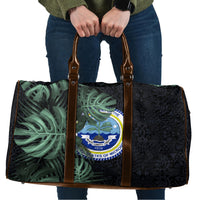 Federated States Of Micronesia Travel Bag FSM Tropical Monstera Leaf Dark Tribal Pattern TS04 Black Green - Polynesian Pride