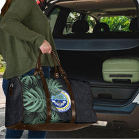 Federated States Of Micronesia Travel Bag FSM Tropical Monstera Leaf Dark Tribal Pattern TS04 - Polynesian Pride
