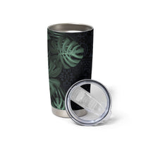 Federated States Of Micronesia Tumbler Cup FSM Tropical Monstera Leaf Dark Tribal Pattern TS04 - Polynesian Pride