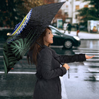 Federated States Of Micronesia Umbrella FSM Tropical Monstera Leaf Dark Tribal Pattern TS04 - Polynesian Pride